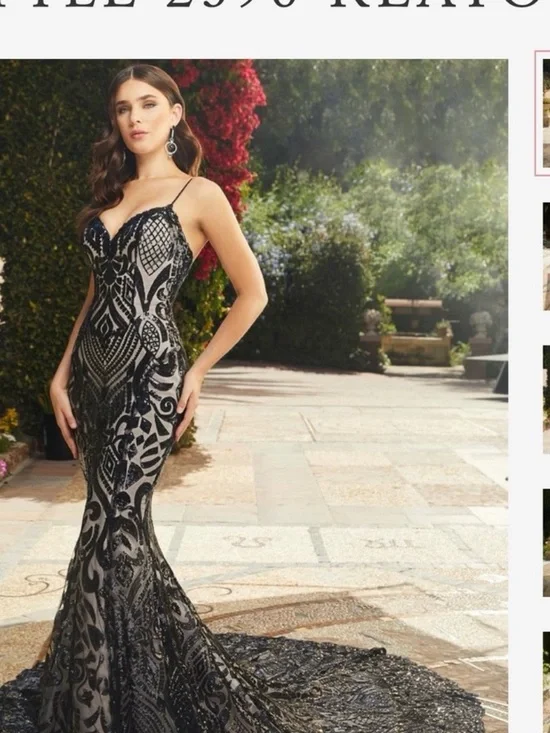 Black Lace Sequin Mermaid Wedding Dress with Illusion Detailing